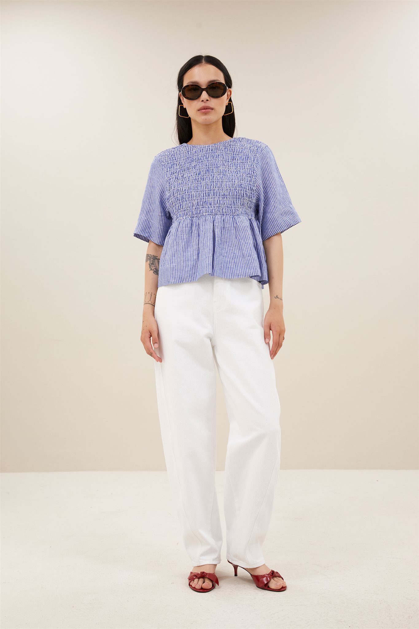 Runa Linen Stripe Top - Afbeelding 2