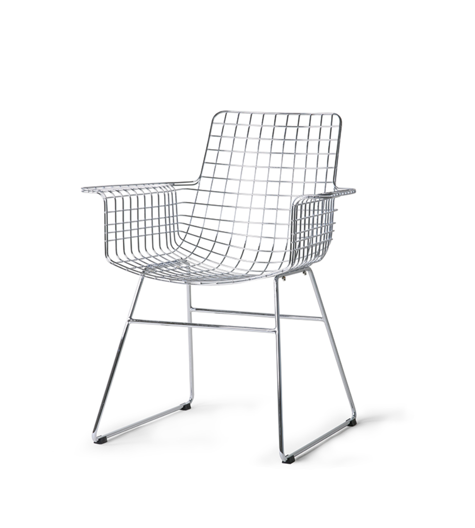 Metal Wire Chair With Arms