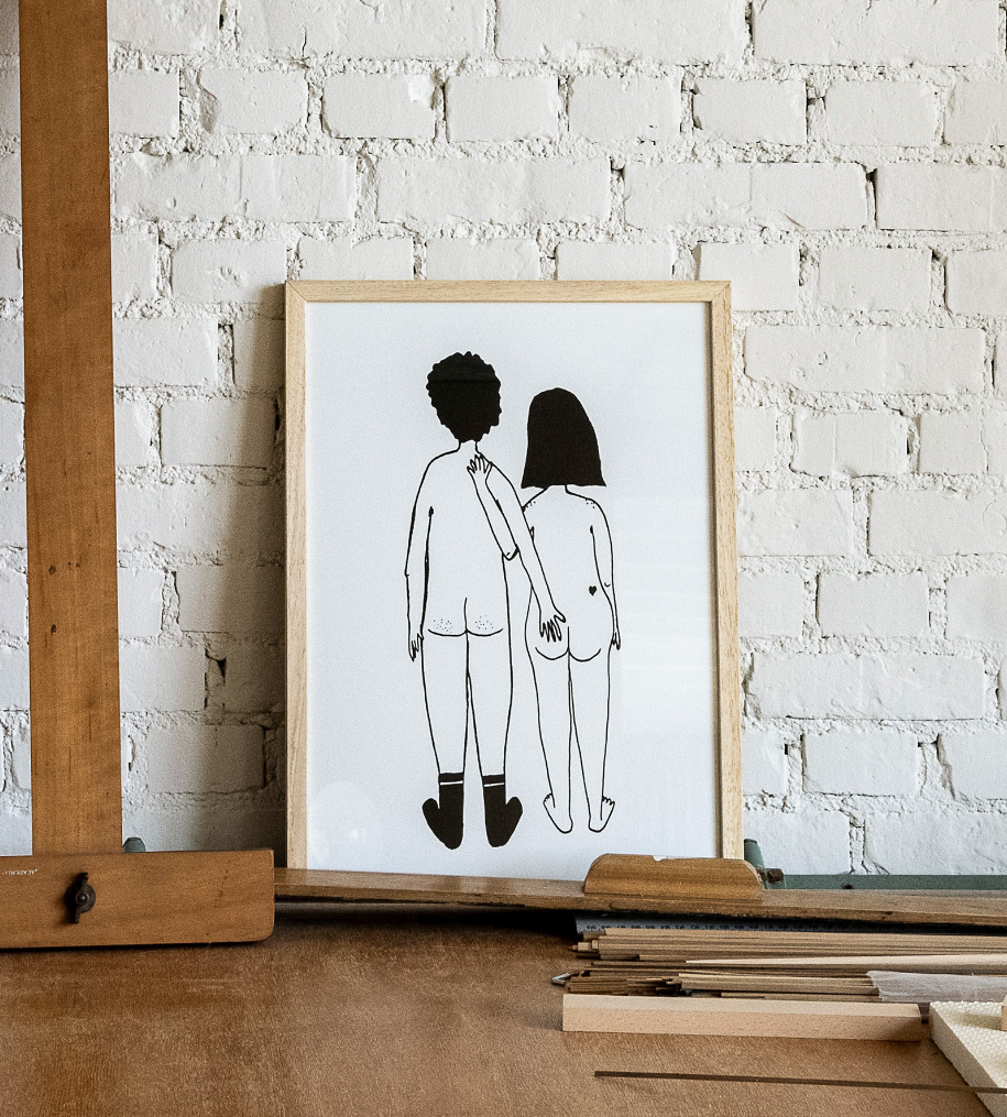 Poster Naked Couple Back A4