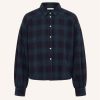 Sarah Short Green Check Blouse