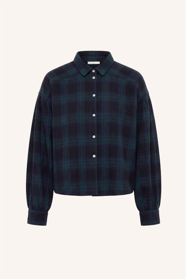 Sarah Short Green Check Blouse